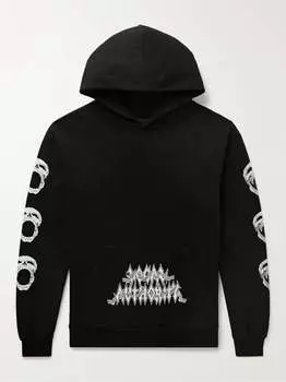 Худи из холщовой ткани и хлопкового джерси с принтом Stack Skull Local Authority La, черный