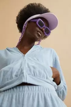 Худи из махровой ткани на молнии H&amp;M, светло-синий