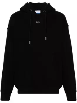 Худи из органического хлопка с кулиской OFF-WHITE, черный