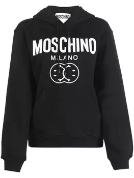 Худи из органического хлопка с логотипом Moschino, черный