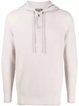 Худи из органического кашемира с планкой на пуговицах N.Peal, серый