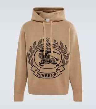 Худи из шерсти с жаккардовым принтом Equestrian Knight Burberry, бежевый