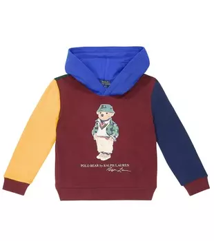 Худи из смесового хлопка с цветными блоками polo bear Polo Ralph Lauren Kids, мультиколор