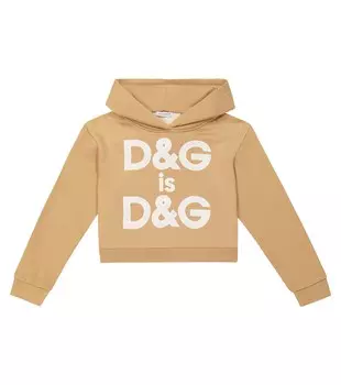 Худи из смесового хлопка с логотипом Dolce&Gabbana, коричневый