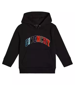 Худи из смесового хлопка с логотипом Givenchy Kids, черный