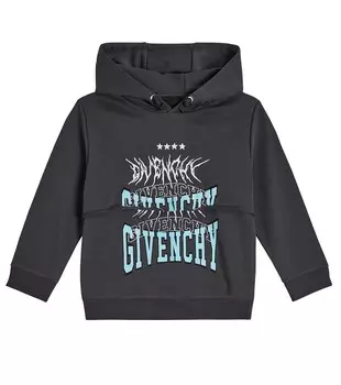 Худи из смесового хлопка с принтом Givenchy Kids, серый