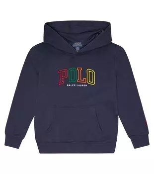 Худи из смесового хлопкового джерси с логотипом Polo Ralph Lauren, синий