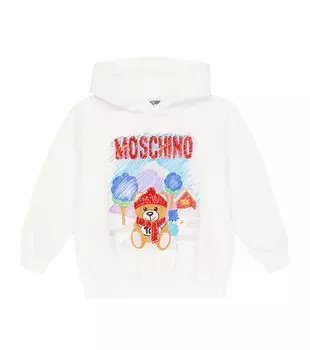 Худи из смесового хлопкового джерси с принтом Тедди Moschino, разноцветный