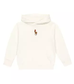 Худи из смесового хлопкового джерси с вышивкой Polo Ralph Lauren, белый