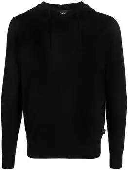 Худи из смесовой шерсти с кулиской Emporio Armani, черный
