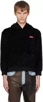 Худи из текстурного искусственного меха черного цвета Coperni