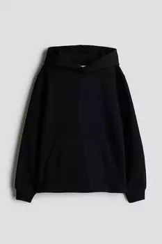 Худи из вафельного трикотажа H&M, черный