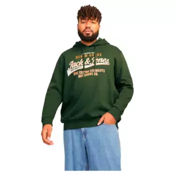 Худи Jack & Jones Logo 2 Plus Size, зеленый