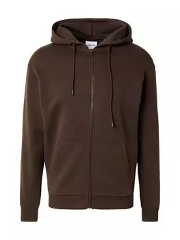 Худи JACK & JONES Zip-Up Hoodie JJEBradley, темно-коричневый