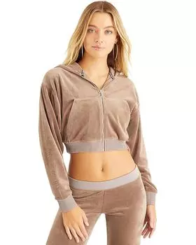 Худи Juicy Couture C Solid Classic Juicy with Back Bling, цвет Pewter