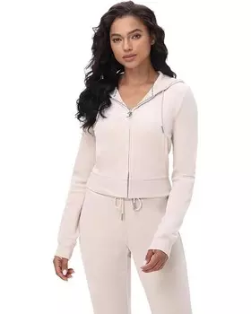 Худи Juicy Couture Luxe Velour Juicy Hoodie with Back Bling, цвет Crystal