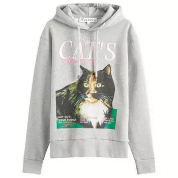 Худи Jw Anderson Cat Print Hoodie, цвет Mid Grey Melange