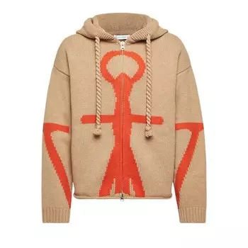 Худи JW Anderson Zip Up Anchor Hoodie Beige, желто-коричневый