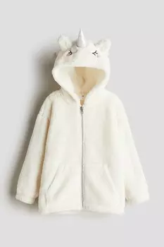 Худи-Куртка из флиса Тедди H&M, белый