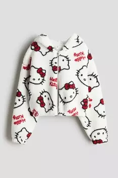 Худи куртка из флиса тедди H&M, белый