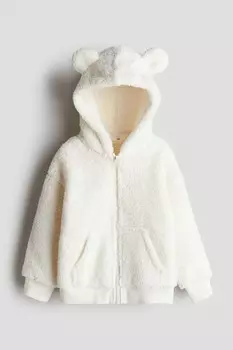 Худи куртка из флиса тедди H&M, белый