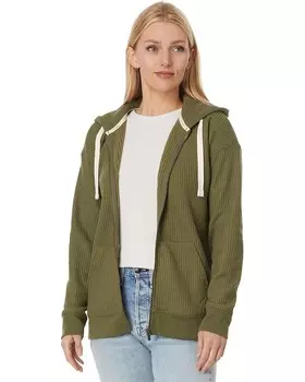 Худи L.L.Bean Birchwood Brushed Waffle Full Zip Hoodie, цвет Mountain Spruce
