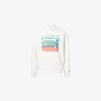 Худи Lacoste x Roland-Garros свободного кроя с принтом из пике, белый
