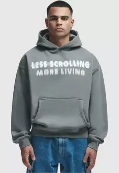 Худи Less Scrolling 2Y Studios, стираный серый