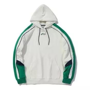 Худи Li-Ning Sports Fashion Series Colorblock Hoodie 'White Green', белый