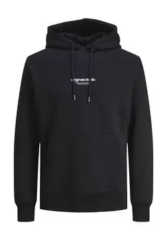 Худи, логотип, капюшон, для мужчин Jack & Jones, цвет Black