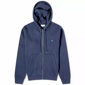 Худи Maison Kitsune Tonal Fox Head Patch Comfort Zip, цвет Ink Blue