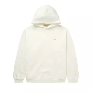 Худи Marni Wrinkled Logo Hoodie, белый