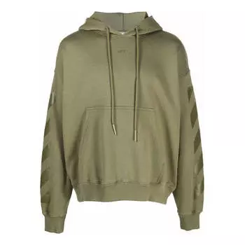 Худи Men's Off-White FW21 Pattern Printing Hooded Long Sleeves Loose Fit Green
