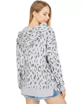 Худи Michael Stars Zion Ikat Print Hermosa French Terry High-Low Hoodie, серый