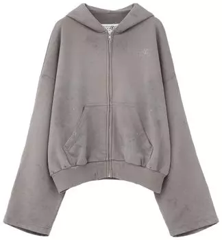 Худи MM6 Maison Margiela Cropped Zip-Up Hoodie 'Taupe', желто-коричневый