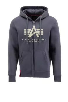 Худи на молнии Alpha Industries, серый