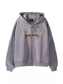 Худи на молнии Bershka, серый