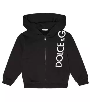 Худи на молнии из хлопка с логотипом Dolce&Gabbana, черный