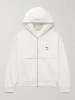 Худи на молнии из хлопкового джерси, окрашенного в готовом виде, с аппликацией логотипа Cherry La, белый