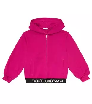 Худи на молнии из хлопкового джерси с логотипом Dolce&Gabbana, синий
