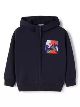 Худи на молнии с графичным принтом Il Gufo, синий