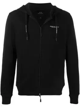 Худи на молнии с логотипом Armani Exchange, черный