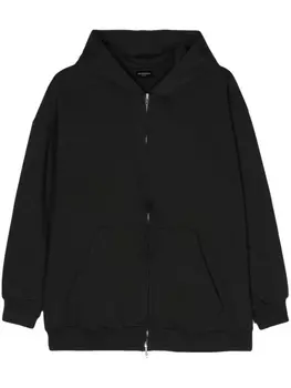 Худи на молнии с логотипом Balenciaga, черный