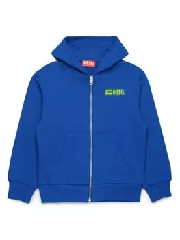 Худи на молнии с логотипом Diesel Kids, синий