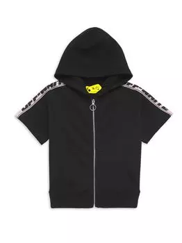 Худи на молнии с логотипом Little Girl's & Girl's Off-White, черный