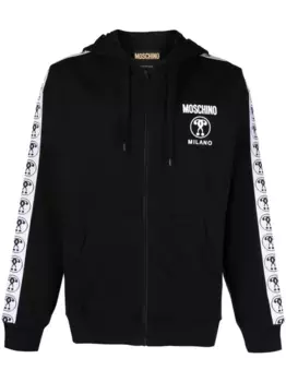 Худи на молнии с логотипом Moschino, черный