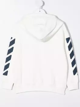 Худи на молнии с логотипом Off-White Kids, белый