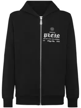 Худи на молнии с логотипом Philipp Plein, черный