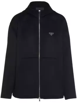 Худи на молнии с логотипом Prada, черный