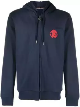 Худи на молнии с логотипом Roberto Cavalli, синий